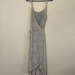 Abercrombie & Fitch Green White Floral Wrap V-Neck Dress
